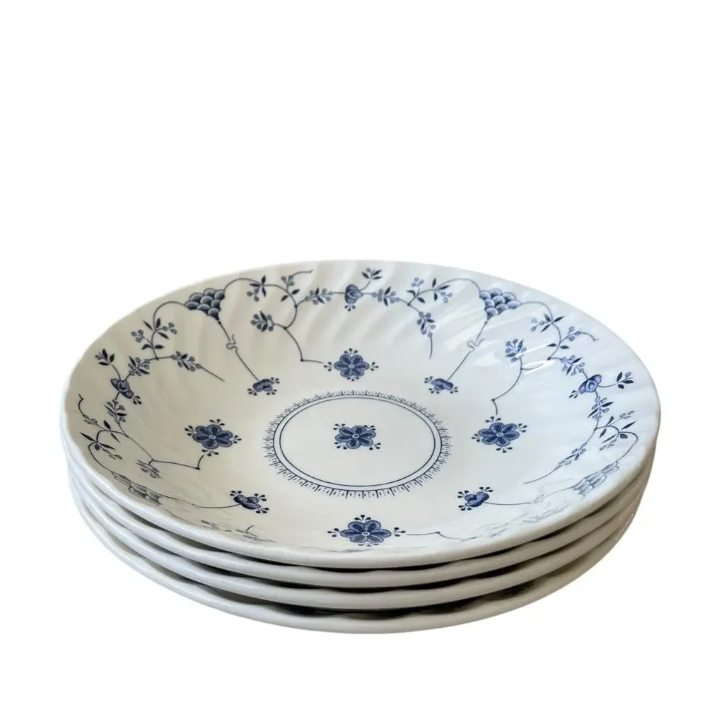 Queen's FINLANDIA Blue & White Floral Porcelain Pasta Bowls 9in ENGLAND New